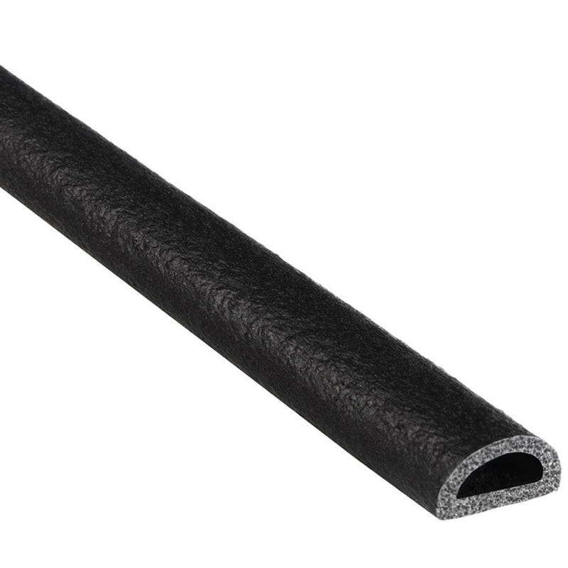 Trim-Lok D-Shaped Rubber Seal – EPDM Foam Seal with HT (General Acrylic) Pressure Sensitive Adhesive System – Ideal Door and Window Weather Seal for Cars, Trucks, RVs, and Boats – 0.215” Height, 0.375” Width, 25' Length