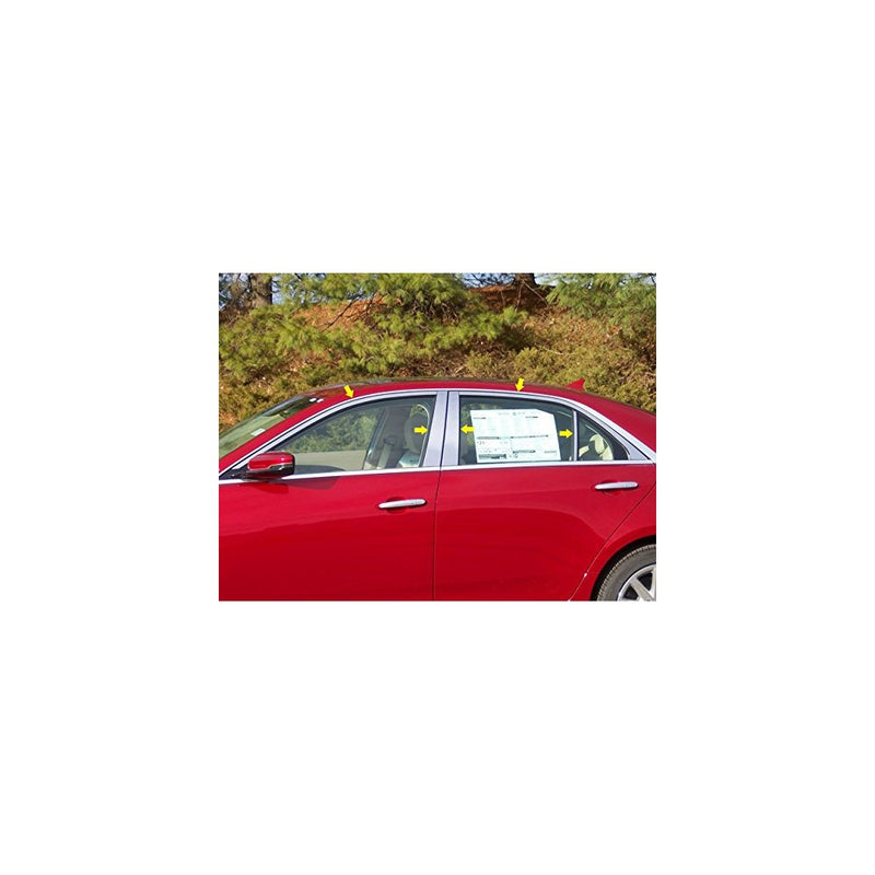 QAA FITS CTS 2014-2018 CADILLAC (10 Pc: Stainless Steel Window Trim Package, Upper Trim & extended/LONG pillar trim, 4-door) WP54444