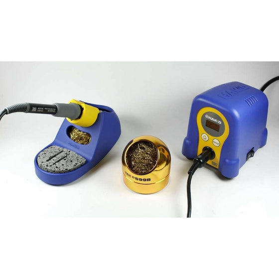 Hakko FX888D-23BY, 599B-02 Soldering Station with 599B Tip Cleaner, Blue/Gold