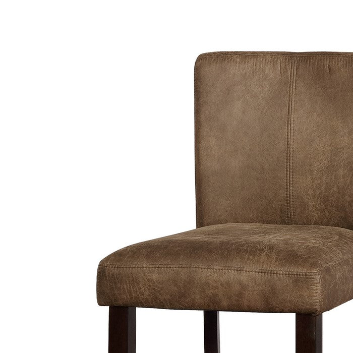 Wooden Bar Stool with Unique Channel Tufting Details, Brown