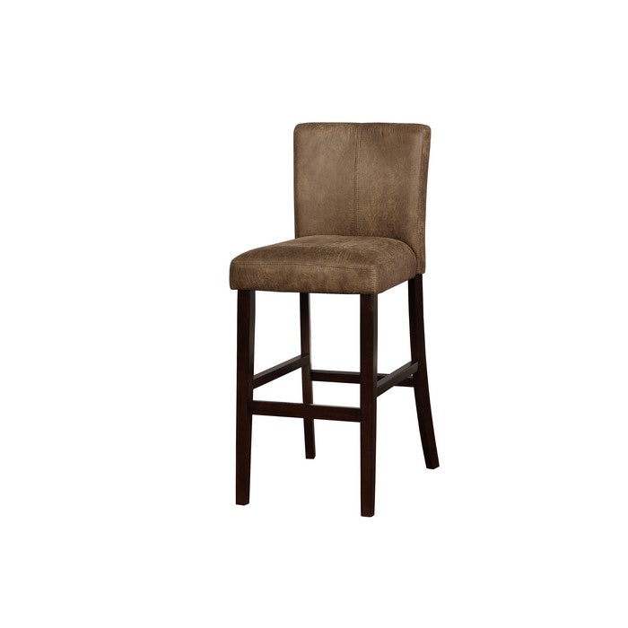 Wooden Bar Stool with Unique Channel Tufting Details, Brown