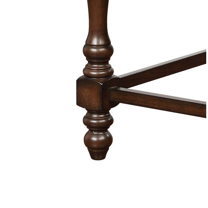 Wooden Counter Stool with Nailhead Trim Accents, Beige and Brown