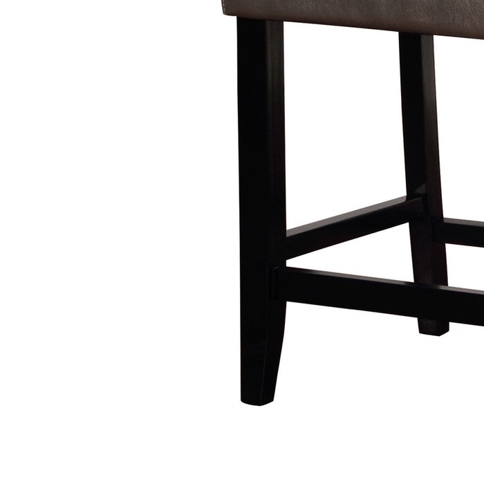 Contemporary Style Wooden Counter Stool with Footrest, Black and Gray