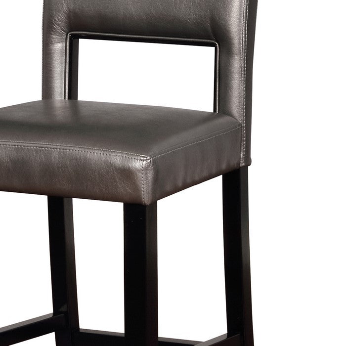 Contemporary Style Wooden Counter Stool with Footrest, Black and Gray