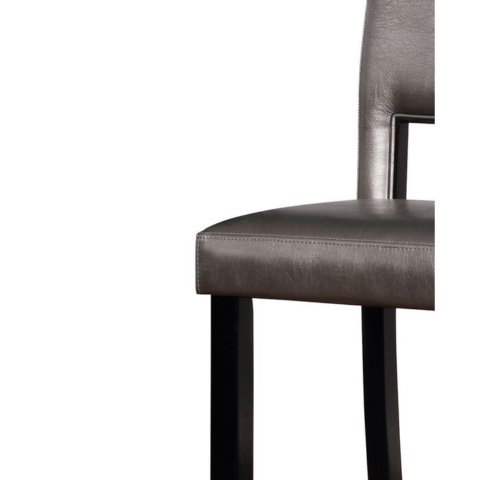 Contemporary Style Wooden Bar Stool with Footrest, Black and Gray