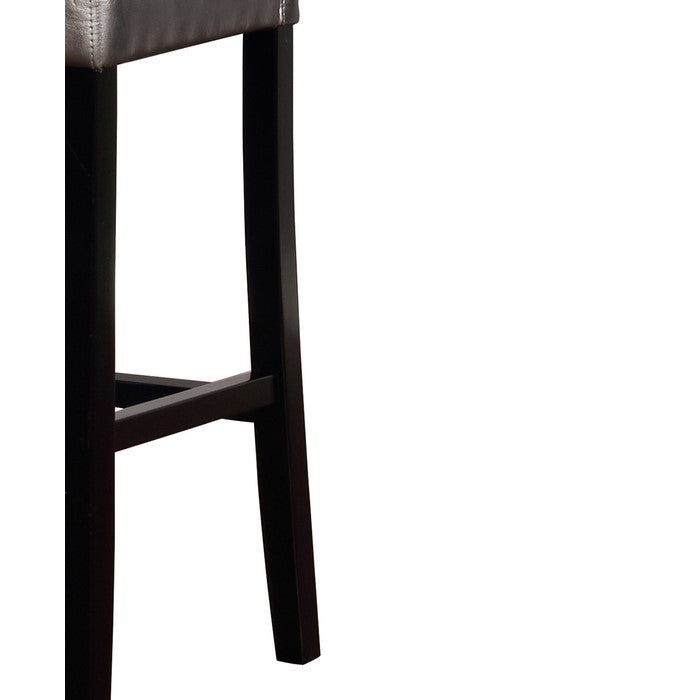 Contemporary Style Wooden Bar Stool with Footrest, Black and Gray