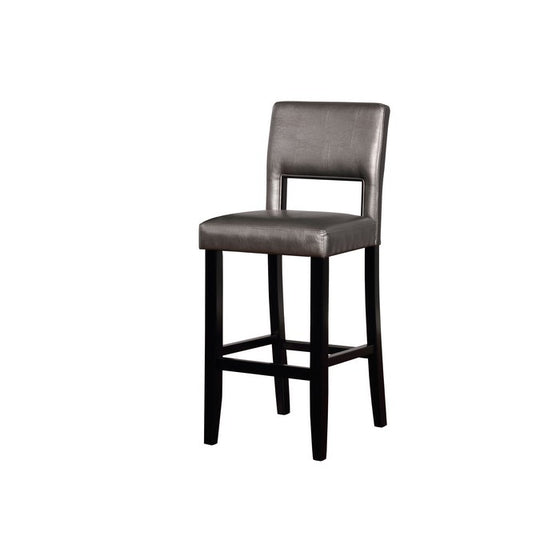 Contemporary Style Wooden Bar Stool with Footrest, Black and Gray