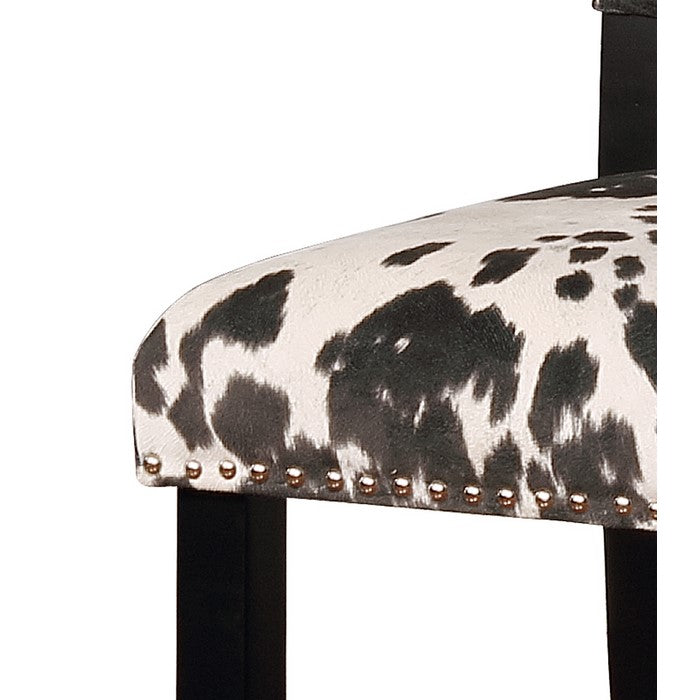 Traditional Style Wooden Counter Stool with Footrest, Black and White