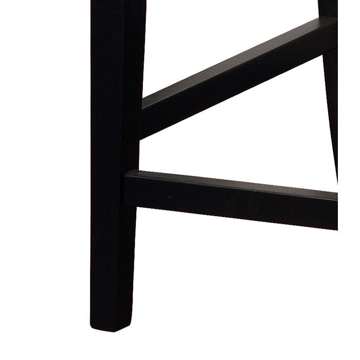 Traditional Style Wooden Counter Stool with Footrest, Black and White
