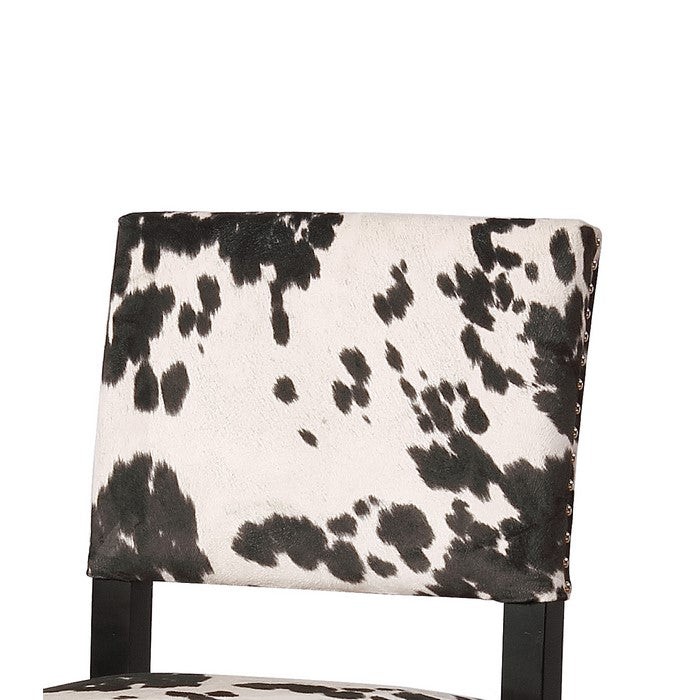 Traditional Style Wooden Counter Stool with Footrest, Black and White