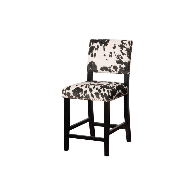 Traditional Style Wooden Counter Stool with Footrest, Black and White