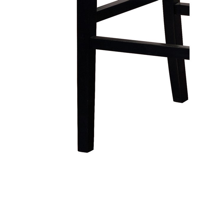 Traditional Style Wooden Bar Stool with Footrest, Black and White