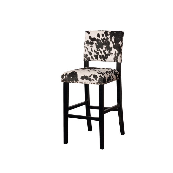 Traditional Style Wooden Bar Stool with Footrest, Black and White