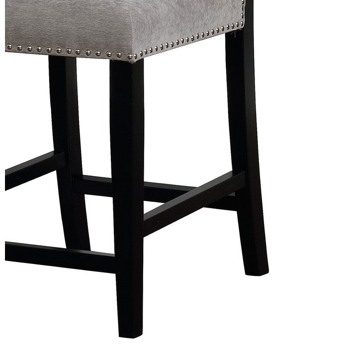 Transitional Style Wooden Counter Stool with Footrest, Gray and Black