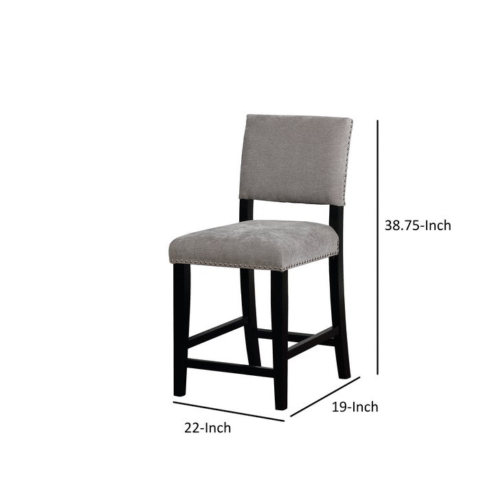 Transitional Style Wooden Counter Stool with Footrest, Gray and Black
