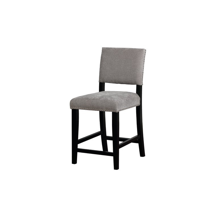 Transitional Style Wooden Counter Stool with Footrest, Gray and Black
