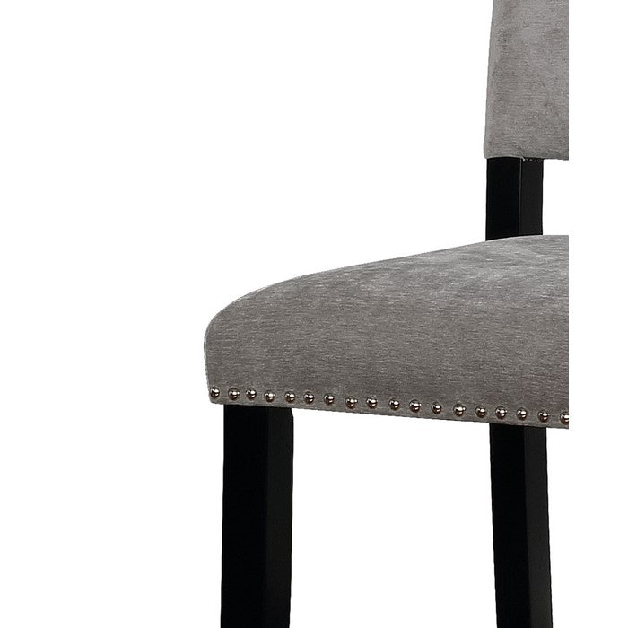 Transitional Style Wooden Bar Stool with Footrest, Gray and Black