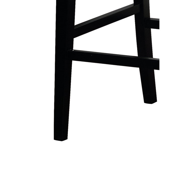Transitional Style Wooden Bar Stool with Footrest, Gray and Black