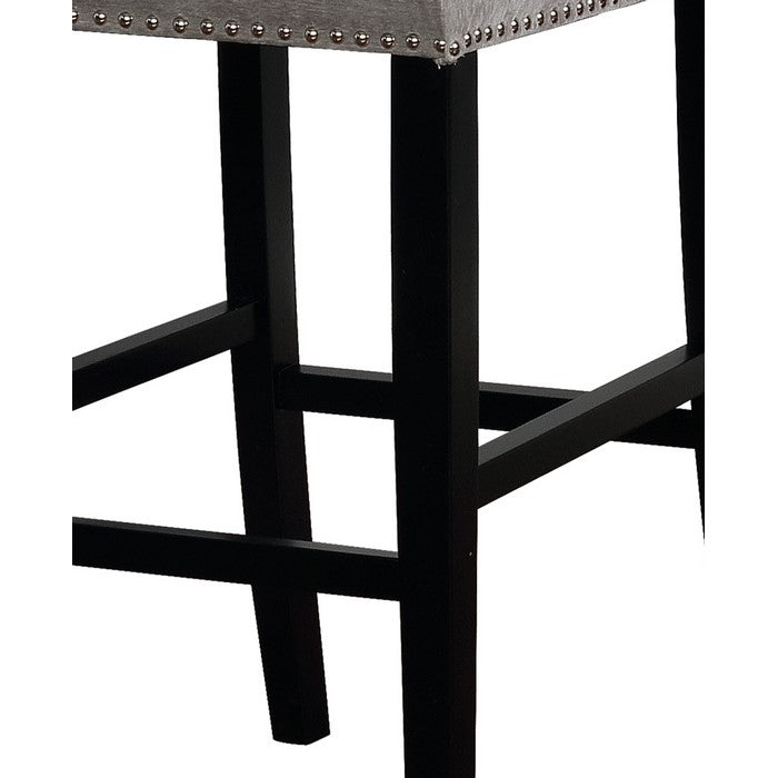Transitional Style Wooden Bar Stool with Footrest, Gray and Black