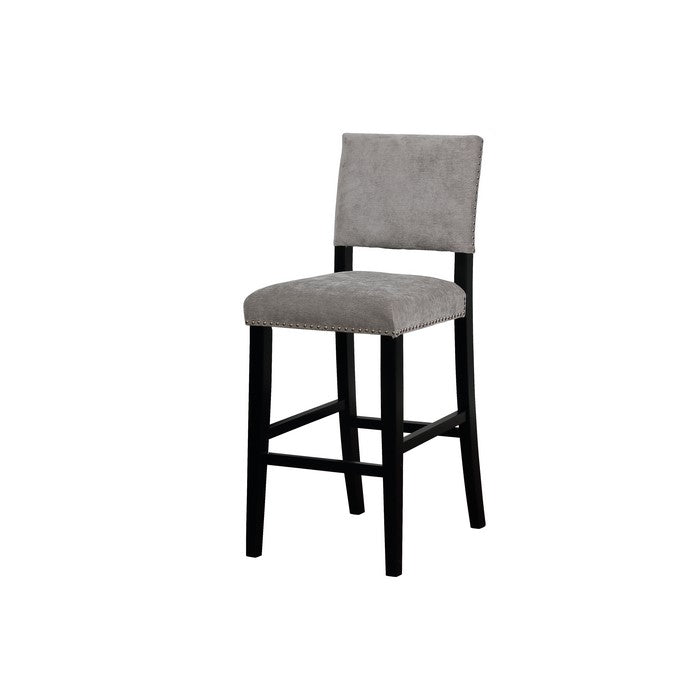 Transitional Style Wooden Bar Stool with Footrest, Gray and Black
