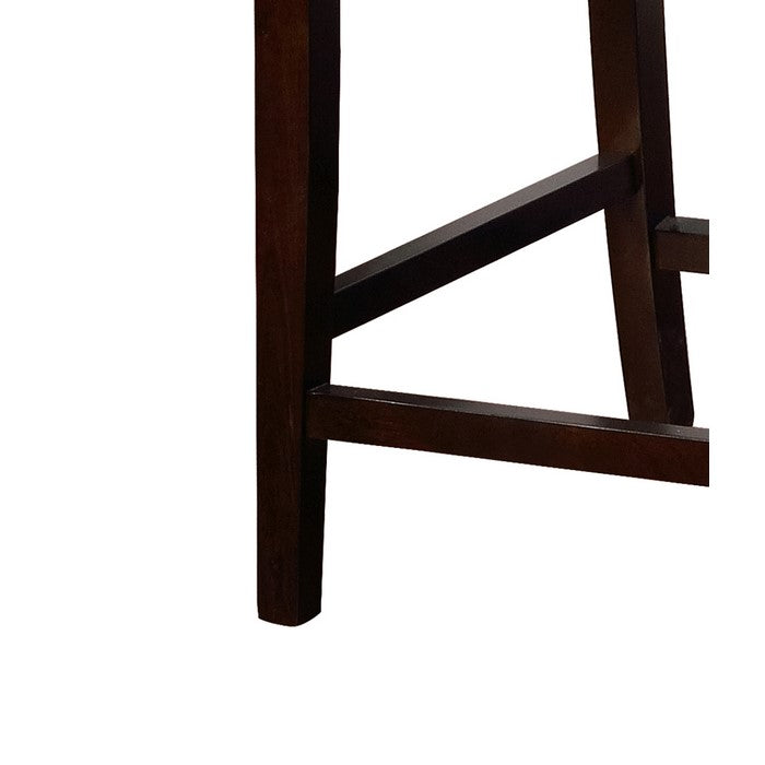 Transitional Wooden Counter Stool with Nailhead Trims, Beige and Brown