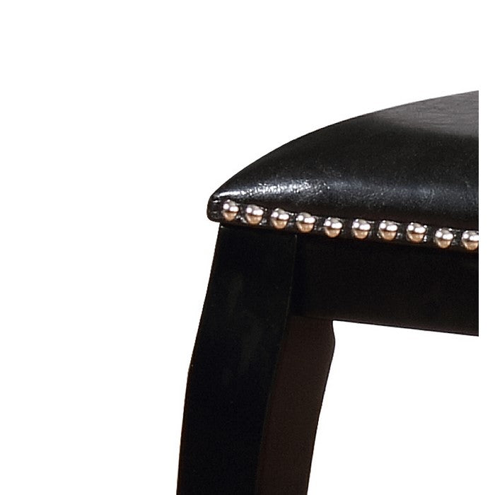 Contemporary Style Wooden Counter Stool with Nailhead Trims, Black