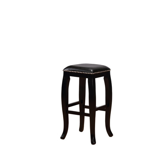Contemporary Style Wooden Bar Stool with Nailhead Trims, Black