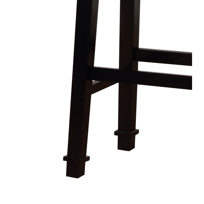 Transitional Wooden Bar Stool with Nailhead Trims, Black and Gray