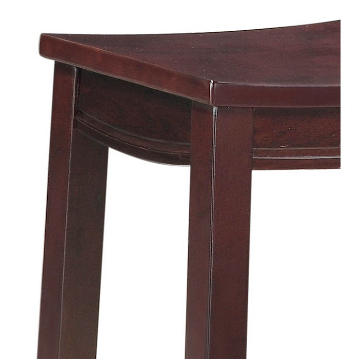 Traditional Style Wooden Counter Stool with Saddle Seat, Brown