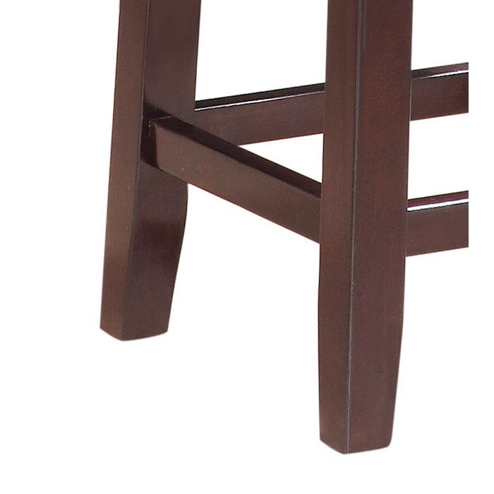 Traditional Style Wooden Counter Stool with Saddle Seat, Brown