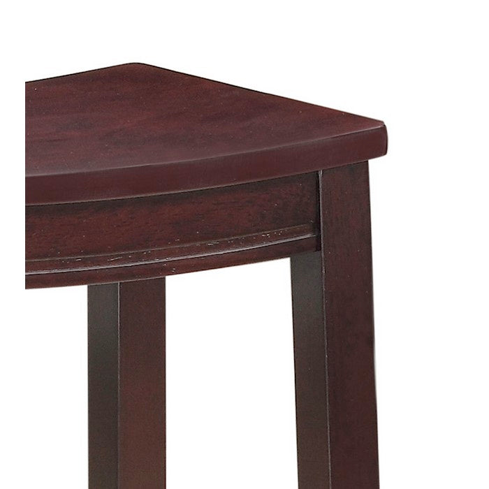 Traditional Style Wooden Counter Stool with Saddle Seat, Brown