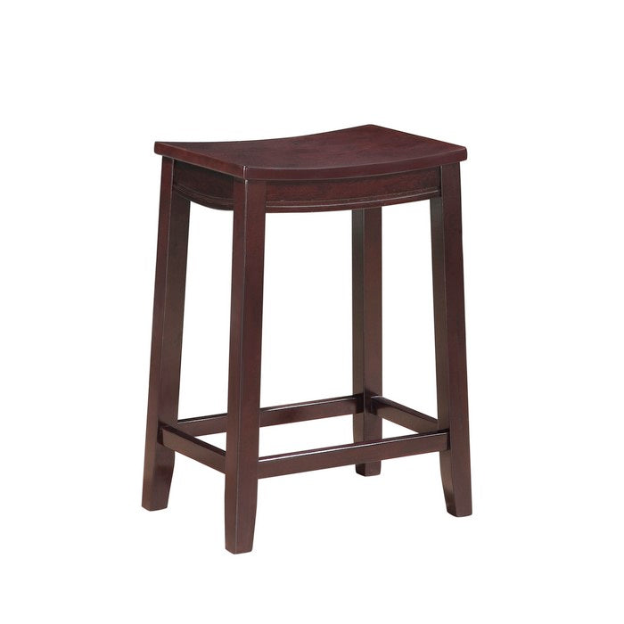 Traditional Style Wooden Counter Stool with Saddle Seat, Brown