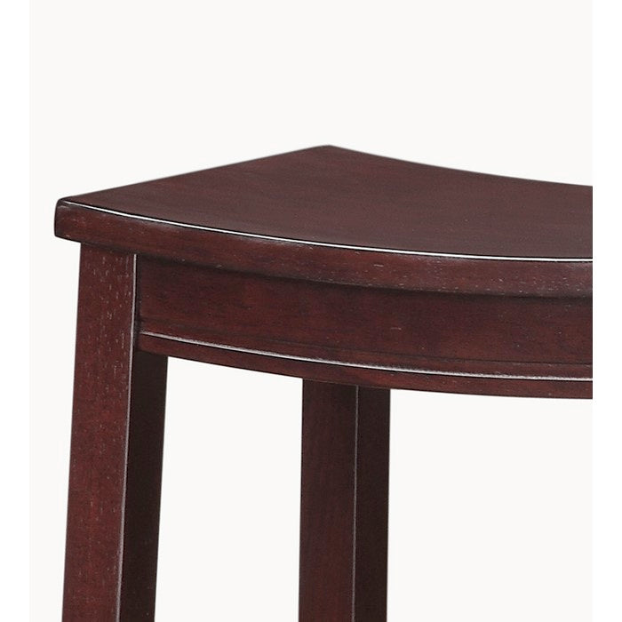 Traditional Style Wooden Bar Stool with Saddle Seat, Brown