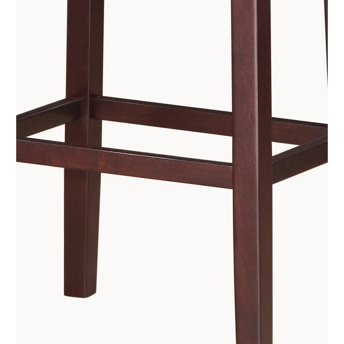 Traditional Style Wooden Bar Stool with Saddle Seat, Brown