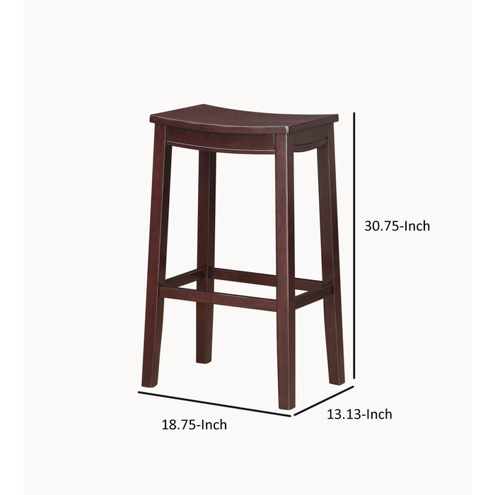 Traditional Style Wooden Bar Stool with Saddle Seat, Brown