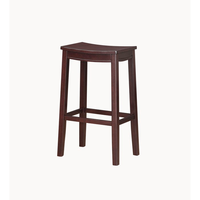 Traditional Style Wooden Bar Stool with Saddle Seat, Brown