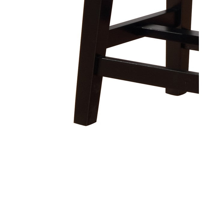 Traditional Style Wooden Counter Stool with Cow Print, Black and White