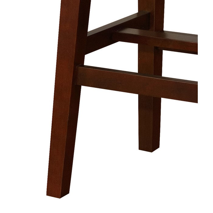 Traditional Style Wooden Bar Stool with Cow Print, Brown and White