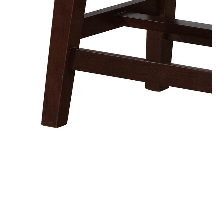 Traditional Wooden Counter Stool with Nailhead Trims, Brown and Gray