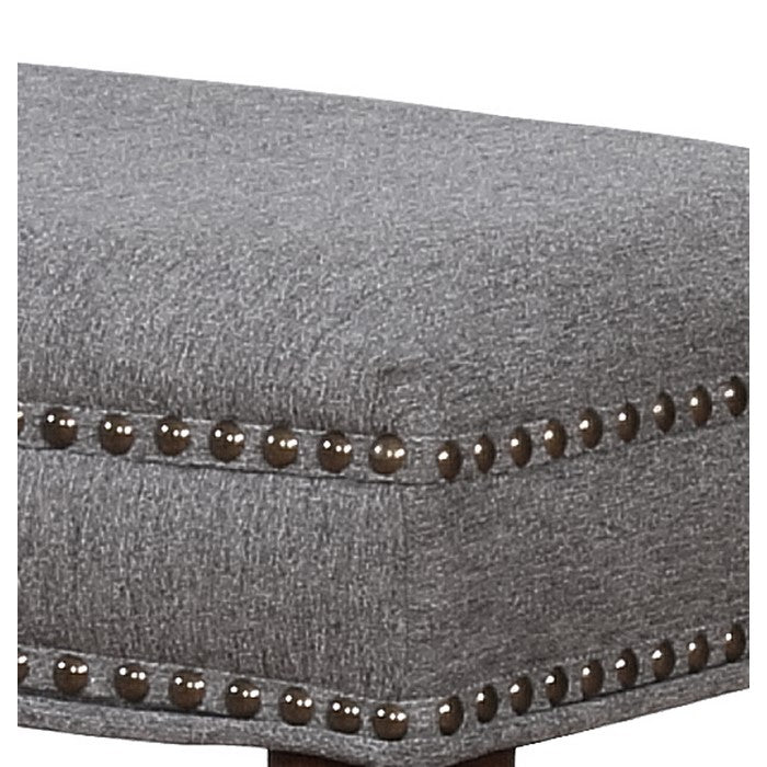 Traditional Wooden Counter Stool with Nailhead Trims, Brown and Gray