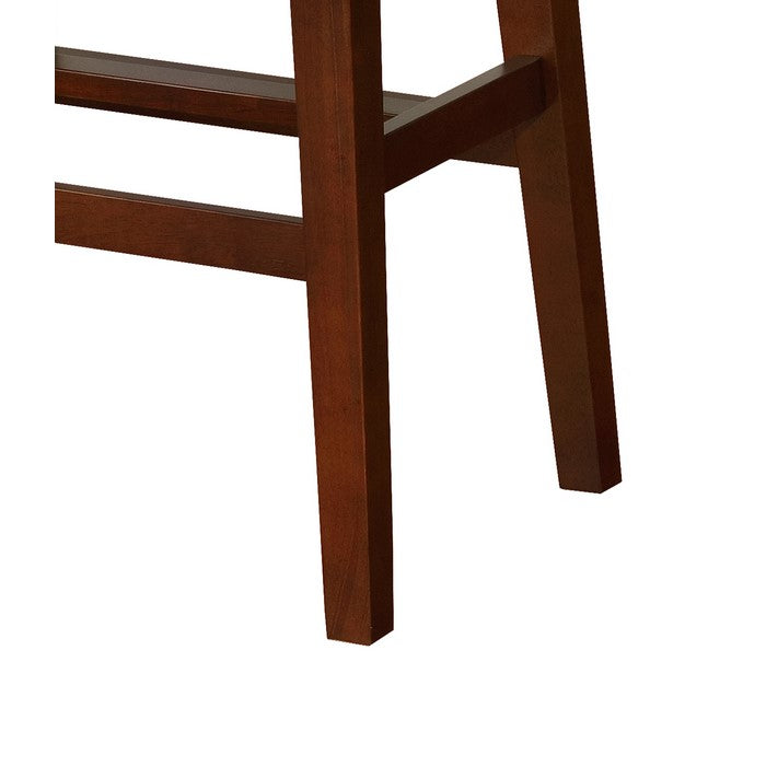 Traditional Wooden Bar Stool with Nailhead Trims, Brown and Gray