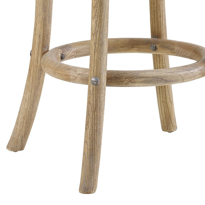 Wooden Counter Stool with Weave Top and Flared Legs, Brown