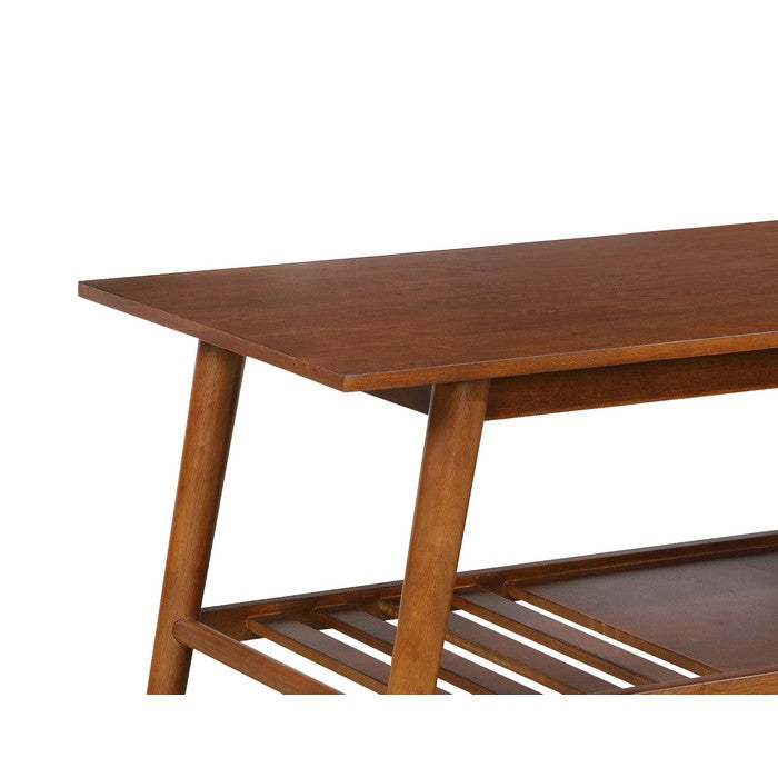 Wooden Coffee Table with Angled Legs and Open Shelf Storage, Brown