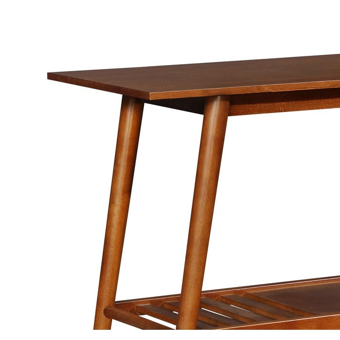 Wooden Console Table with Angled Legs and Open Shelf Storage, Brown