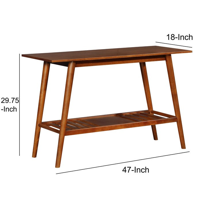Wooden Console Table with Angled Legs and Open Shelf Storage, Brown