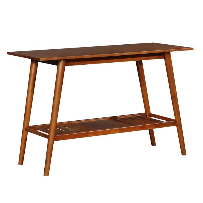 Wooden Console Table with Angled Legs and Open Shelf Storage, Brown
