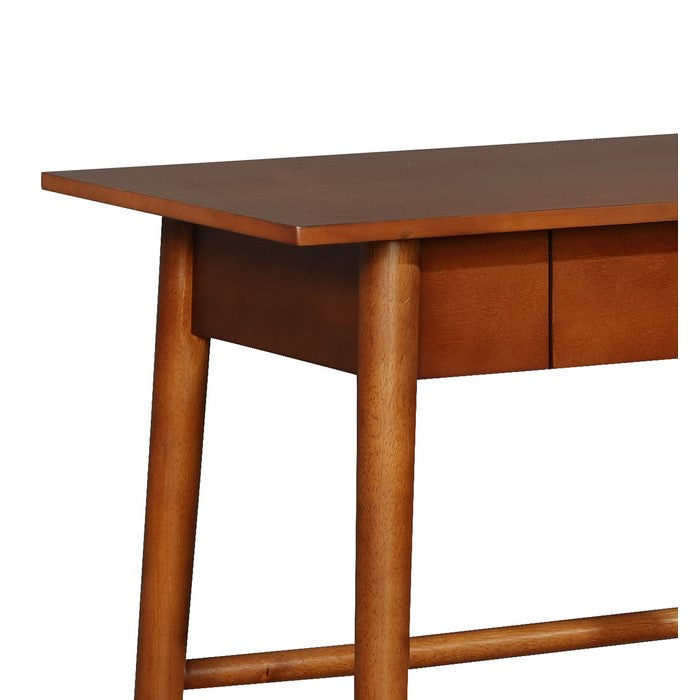 Transitional Wooden Desk with Angled Legs and Spacious Drawer, Brown