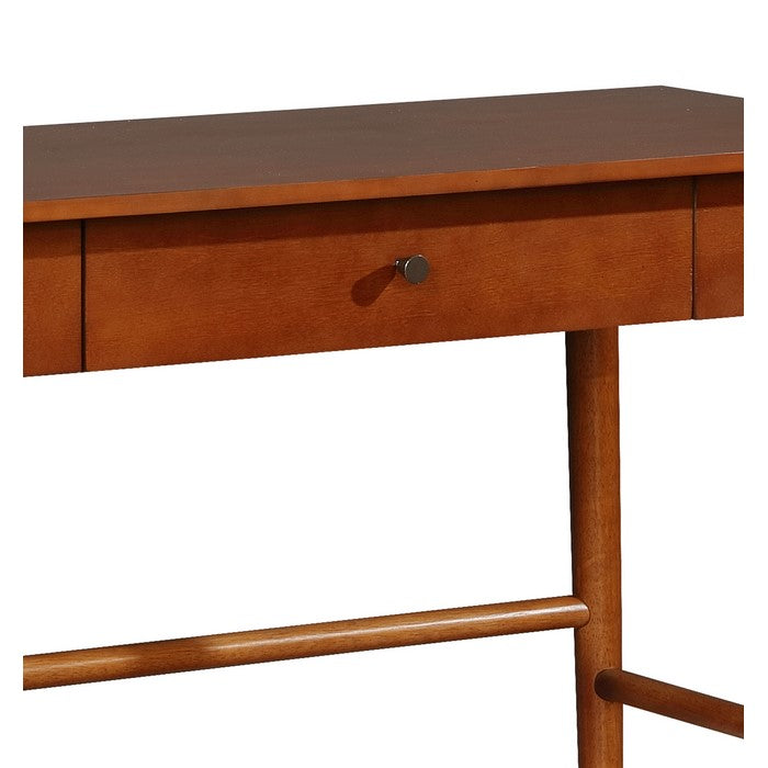 Transitional Wooden Desk with Angled Legs and Spacious Drawer, Brown