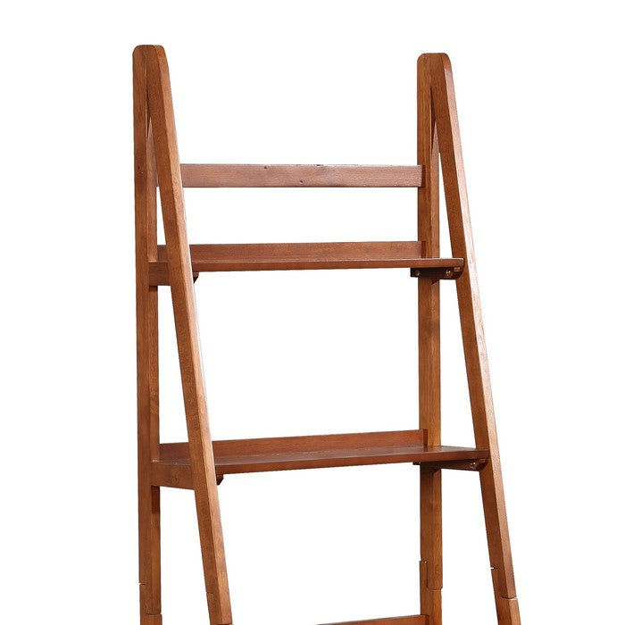 Ladder Style Wooden Bookcase with 5 Spacious Shelves, Brown