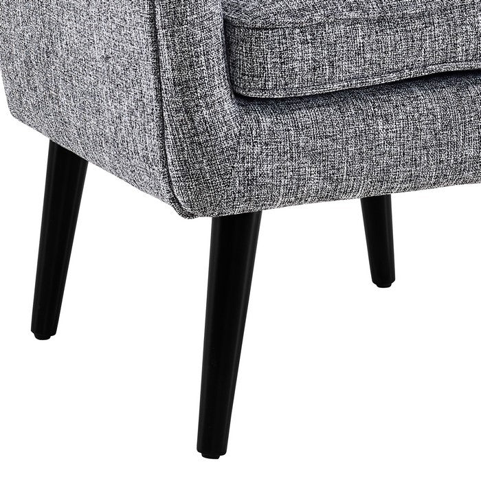 Fabric Upholstered Button Tufted Wooden Chair, Gray and Black